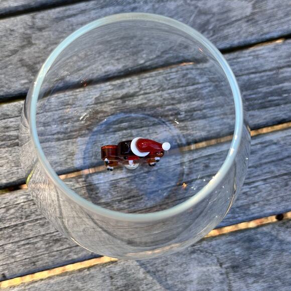 New Handblown Glass Stemless Wine Glass Decorated Gingerbread Man Holiday Décor - Picture 10 of 11
